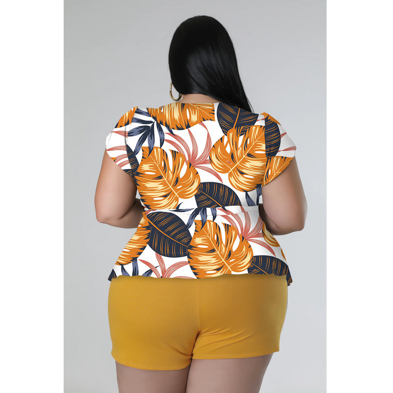 perl lielizmēra divdaļīgs komplekts sieviešu apģērbam apdrukāts tops bez piedurknēm + šorti, kostīms, ikdienas pieskaņots komplekts