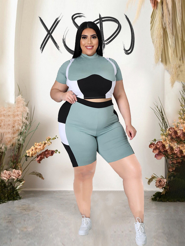 Liela izmēra treniņtērpu vasaras tērpi sievietēm 2023. gada sporta tops un šorti divdaļīgs liela izmēra tērpu komplekts, vairumtirdzniecība, piegāde