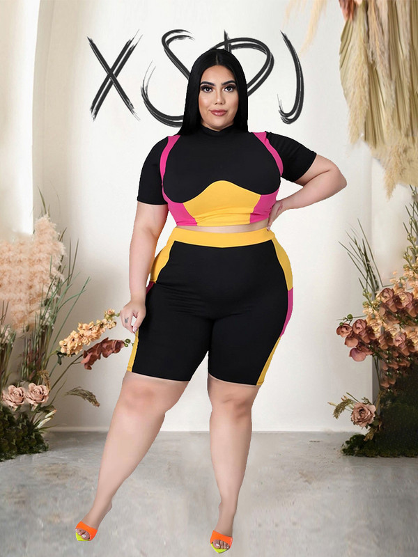 Liela izmēra treniņtērpu vasaras tērpi sievietēm 2023. gada sporta tops un šorti divdaļīgs liela izmēra tērpu komplekts, vairumtirdzniecība, piegāde