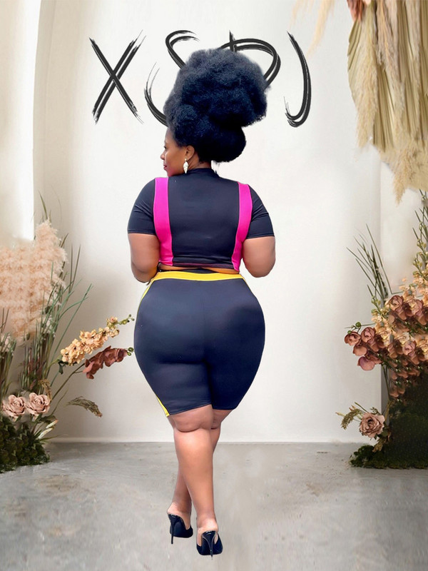 Liela izmēra treniņtērpu vasaras tērpi sievietēm 2023. gada sporta tops un šorti divdaļīgs liela izmēra tērpu komplekts, vairumtirdzniecība, piegāde