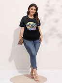 Finjani Γυναικεία T-shirts Drop Shoulder Letter Graphic T-shirts Plus Size 2023 Summen Crewneck Baggy γυναικεία μπλουζάκια