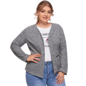 Μακρυμάνικο Ανοιξιάτικο Φθινοπωρινό casual Παλτό Γυναικείο Μεγάλο Μέγεθος Τσέπες με φερμουάρ ανοιχτή βελονιά Πλεκτό μπουφάν Μεγάλο μέγεθος Ζακέτα 5XL