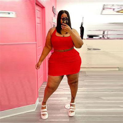 Καλοκαιρινά γυναικεία σετ δύο τεμαχίων χονδρική σετ φορεμάτων Σέξι μπλούζες και κοστούμι φούστας με κοντά σετ casual συν μεγέθη Dropshipping