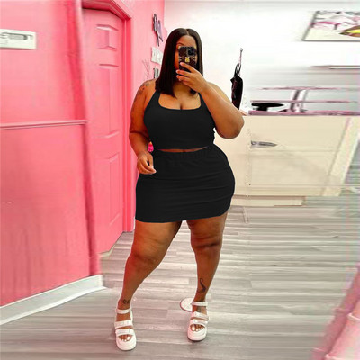 Καλοκαιρινά γυναικεία σετ δύο τεμαχίων χονδρική σετ φορεμάτων Σέξι μπλούζες και κοστούμι φούστας με κοντά σετ casual συν μεγέθη Dropshipping