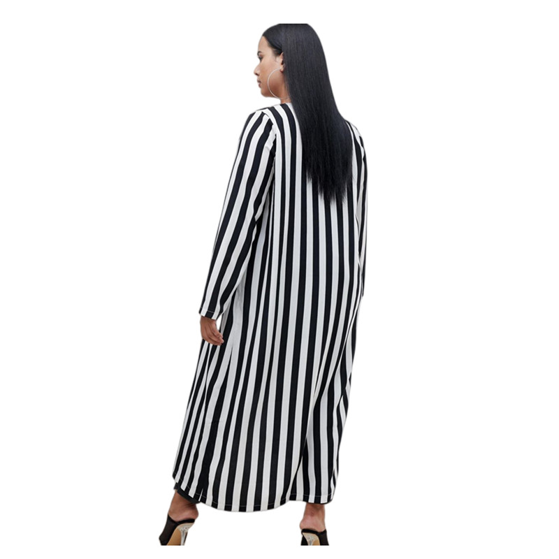 Liela izmēra, garām piedurknēm, vasaras pavasara foršs jaciņš sievietēm, atvērts priekšpusē ikdienas garais, maksi svītrains kimono sievietēm, liela izmēra mētelis 4XL