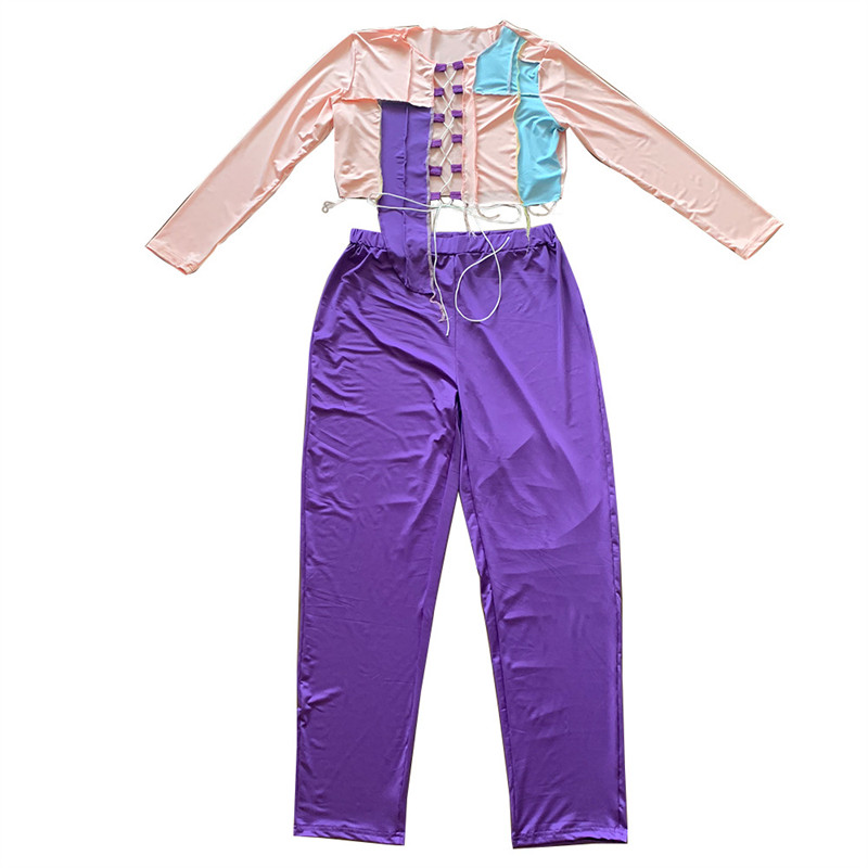 Liela izmēra sieviešu apģērbu divdaļīgs komplekts sievietēm rudenīgi seksīgs apģērbs ar garām piedurknēm, apgriezts tops un bikšu komplekti, vairumtirdzniecība, piegāde