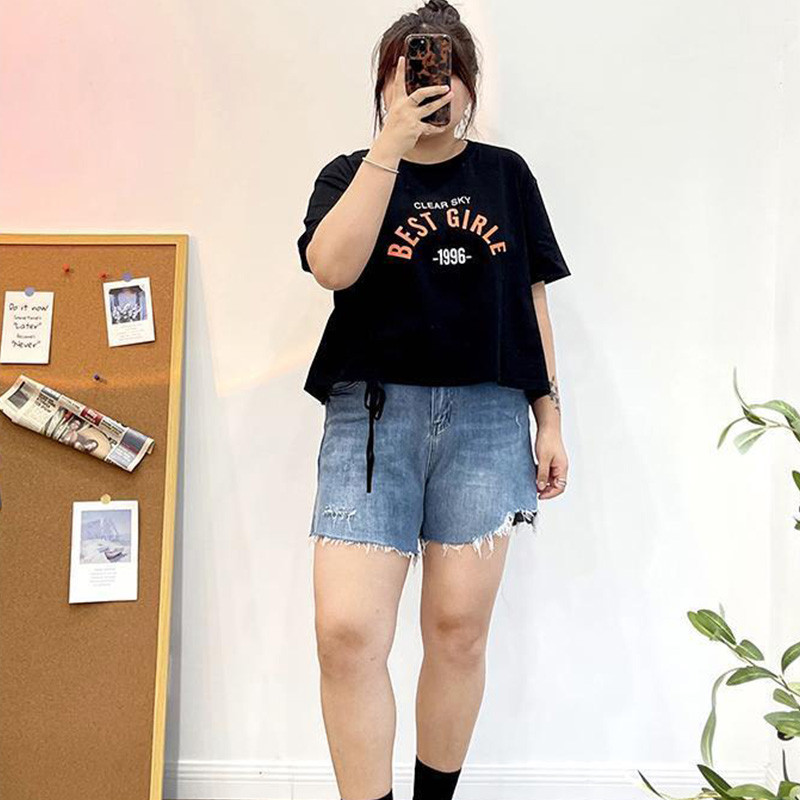 Divatos koreai, betűvel nyomtatott pulóver tunika felső nyári női ruhák nyakba ráncolva, bő, rövid ujjú, nagy méretű póló