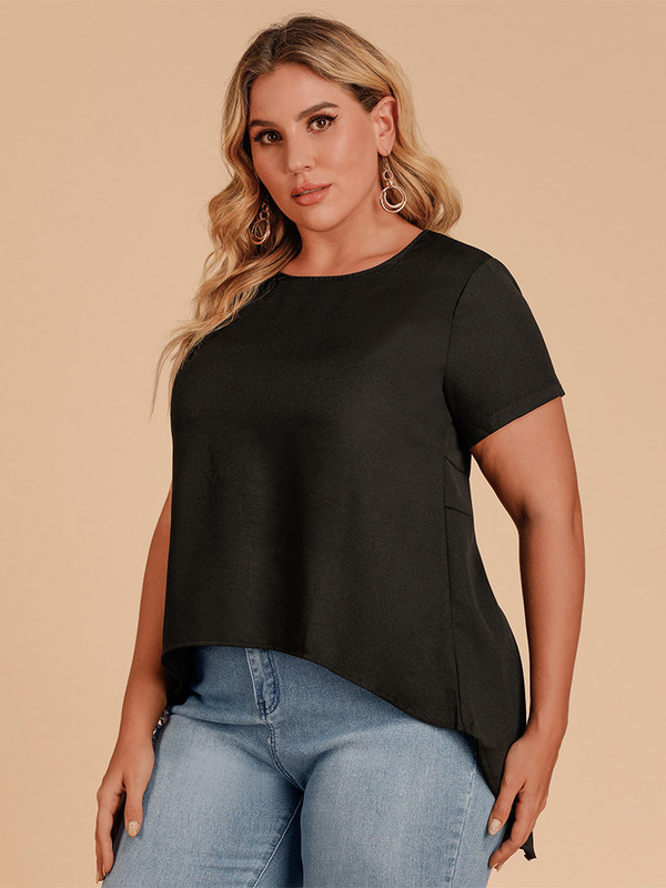 2022. gada Liela izmēra sieviešu vienkrāsains t krekls ar izgriezumu bez muguras