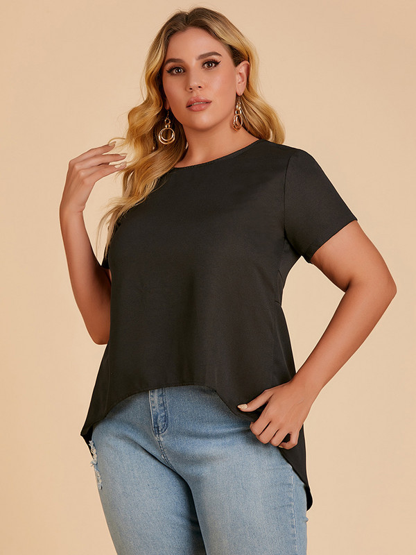 2022. gada Liela izmēra sieviešu vienkrāsains t krekls ar izgriezumu bez muguras