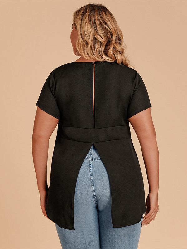 2022. gada Liela izmēra sieviešu vienkrāsains t krekls ar izgriezumu bez muguras