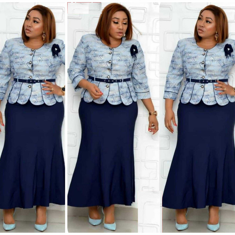 Karstā izpārdošana, 2021. gada Āfrikas tītara stila lielizmēra apdrukāta vērtnes augšdaļa un tērps sievietēm