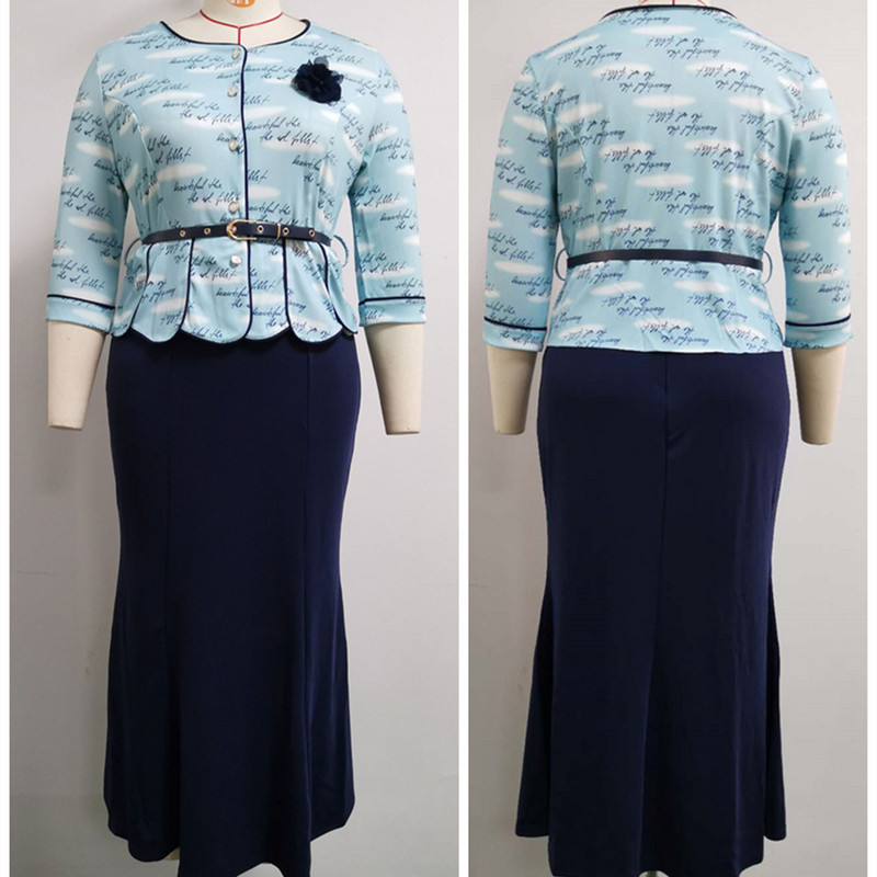 Karstā izpārdošana, 2021. gada Āfrikas tītara stila lielizmēra apdrukāta vērtnes augšdaļa un tērps sievietēm