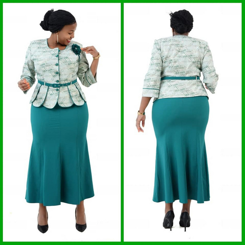 Karstā izpārdošana, 2021. gada Āfrikas tītara stila lielizmēra apdrukāta vērtnes augšdaļa un tērps sievietēm