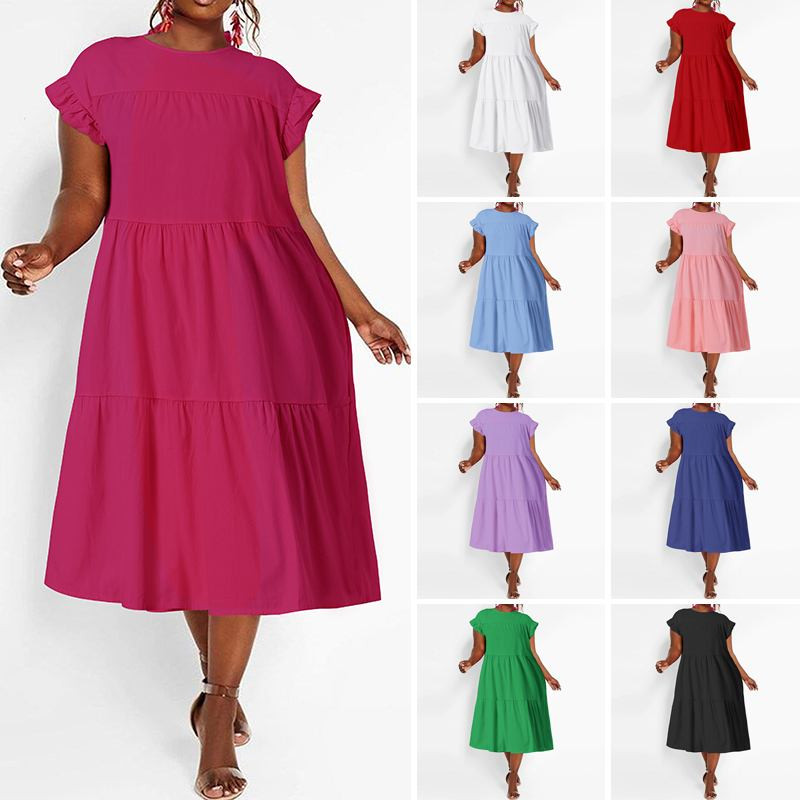 Nyári ruha, nagy méretű női VONDA 2023 Bohém Sundress Alkalmi, bő nyakú, laza pamut fodros ruhák ünnepi parti Vestidos