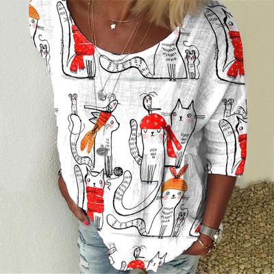 3D macska női pólók, 2022. nyár, új hétköznapi utcai viselet, O-nyakú, bő, rövid ujjú felsők, 3XL méretű női túlméretezett póló felső