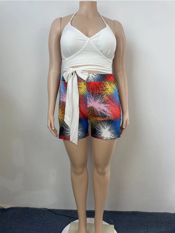 Liela izmēra sievietes 2-daļīgs bikšu komplekts bez aizmugures tvertni un šorti vasaras tērpi Seksīgi liela izmēra peldkostīmu vairumtirdzniecība lielapjoma piegāde