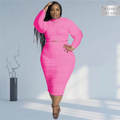 Liela izmēra svārku komplekti Sieviešu rudens apģērbi Divdaļīgie komplekti Sieviešu tērpi Mode Bodycon Stacked Tops un svārki Vairumtirdzniecība Dropshipping