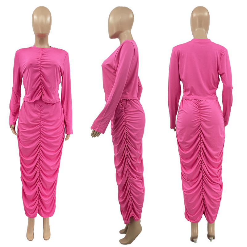 Liela izmēra svārku komplekti Sieviešu rudens apģērbi Divdaļīgie komplekti Sieviešu tērpi Mode Bodycon Stacked Tops un svārki Vairumtirdzniecība Dropshipping