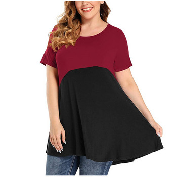 Μπλουζάκια 5XL 6XL Plus Size για γυναίκες Καλοκαιρινό κοντό μανίκι Casual μπλουζάκι με λαιμόκοψη Μόδα Κομψό θηλυκό φαρδύ μπλουζάκι με αντίθεση