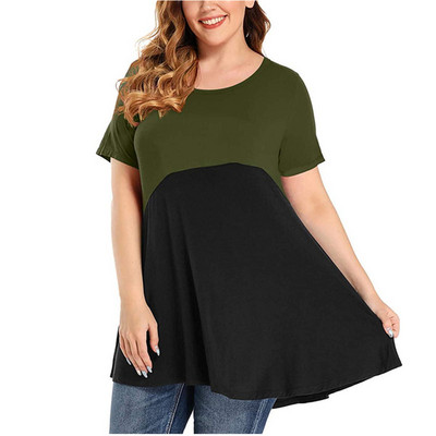 Μπλουζάκια 5XL 6XL Plus Size για γυναίκες Καλοκαιρινό κοντό μανίκι Casual μπλουζάκι με λαιμόκοψη Μόδα Κομψό θηλυκό φαρδύ μπλουζάκι με αντίθεση
