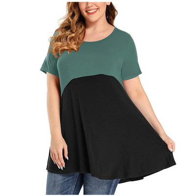 Μπλουζάκια 5XL 6XL Plus Size για γυναίκες Καλοκαιρινό κοντό μανίκι Casual μπλουζάκι με λαιμόκοψη Μόδα Κομψό θηλυκό φαρδύ μπλουζάκι με αντίθεση