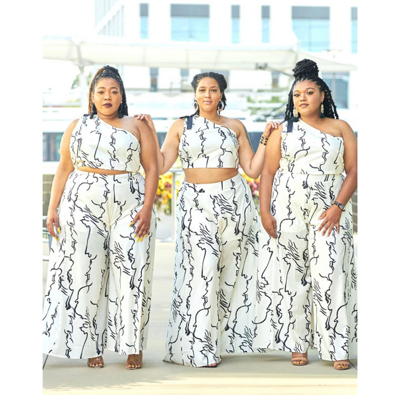 Liela izmēra sieviešu apģērbu divdaļīgs komplekts 5xl vasaras jauns stils ar apgrieztu augšējo apdruku, vaļīgi eleganti bikškostīmi vairumtirdzniecība dropshipping