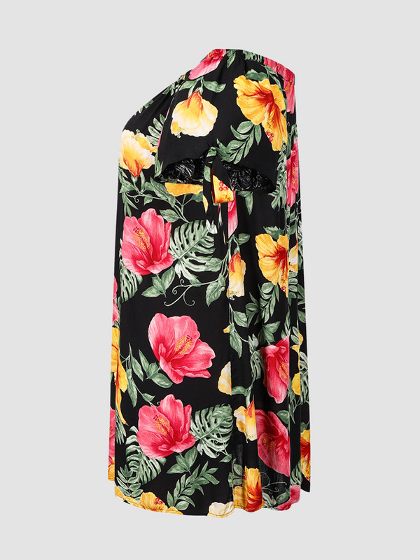 Finjani lielizmēra druka uz pleciem kleita līdz ceļgalam ar kroku aprocēm Sieviešu brīvas taisnas kleitas