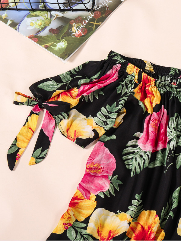 Finjani lielizmēra druka uz pleciem kleita līdz ceļgalam ar kroku aprocēm Sieviešu brīvas taisnas kleitas