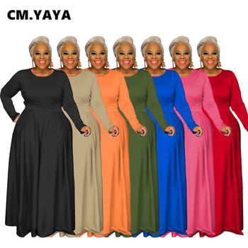 CM.YAYA Winter Spring Plus Size Γυναικείο Σετ Μακρυμάνικο T-shirt Παντελόνι με φαρδιά φούστα ασορτί δύο 2 τεμαχίων σετ αθλητικά