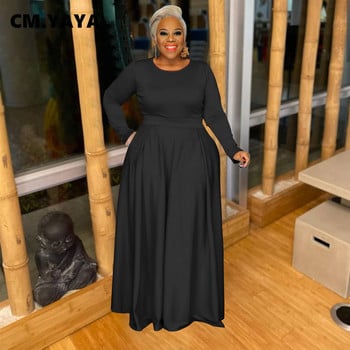 CM.YAYA Winter Spring Plus Size Γυναικείο Σετ Μακρυμάνικο T-shirt Παντελόνι με φαρδιά φούστα ασορτί δύο 2 τεμαχίων σετ αθλητικά