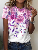 Sieviešu T-krekls meitenēm ar ziedu apdruku Vasaras ar O veida kakla izgriezumu jauns T-krekls ar īsām piedurknēm Ikdienas ielas apģērbs Seksīgi modes sieviešu apģērbi