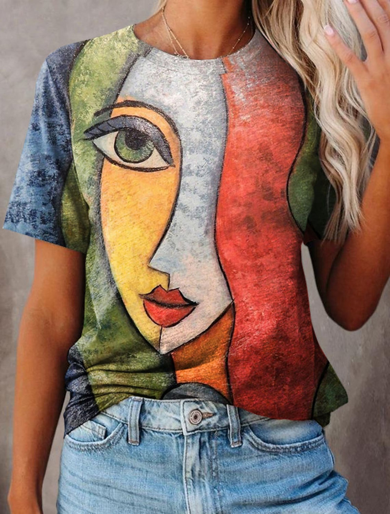 Sieviešu T-krekls meitenēm ar ziedu apdruku Vasaras ar O veida kakla izgriezumu jauns T-krekls ar īsām piedurknēm Ikdienas ielas apģērbs Seksīgi modes sieviešu apģērbi