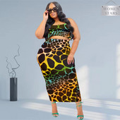 Nagy méretű szoknyák szettek Női nagykereskedés Nyomtatott Bodycon divatos, négyzet alakú galléros felsők Maxi szoknya alkalmi új, kétrészes öltöny Dropshipping