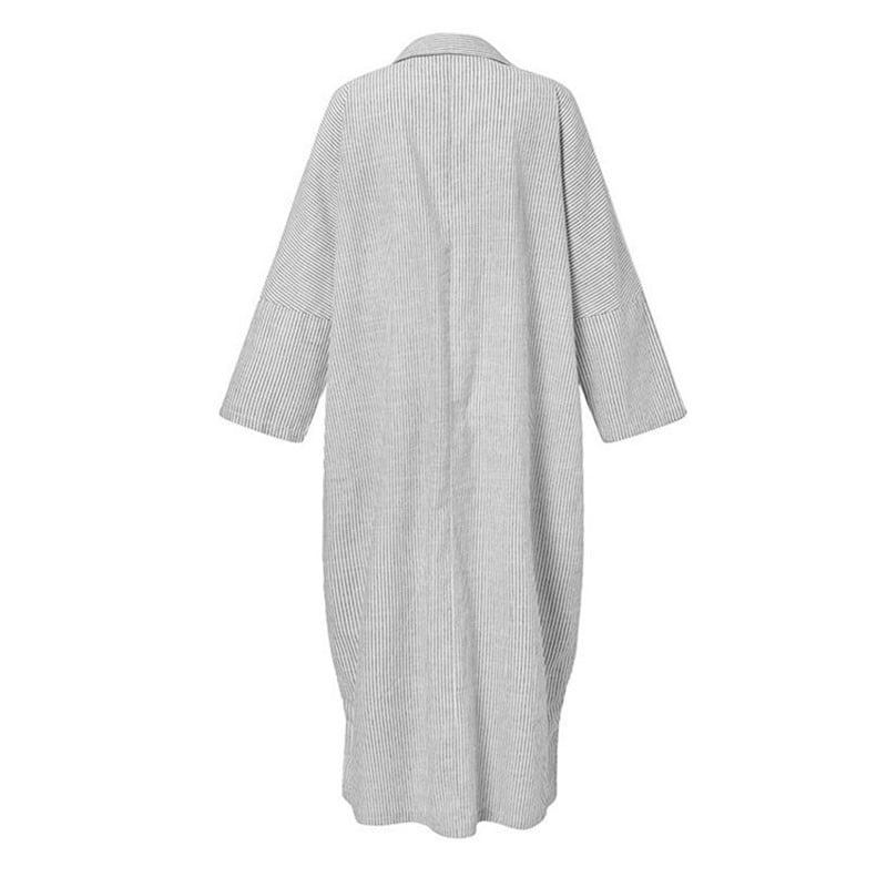 Πέτο Ριγέ Φόρεμα Μόδα Συν Μεγέθους Ρούχα Μακρυμάνικο Φαρδιά Ζακέτα με κουμπί Μεγάλη Casual Φούστα 2022 4XL 5XL