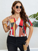 Vara decolteu rotund patchwork culoare top respirabil top top plus size tricouri roupas femininas