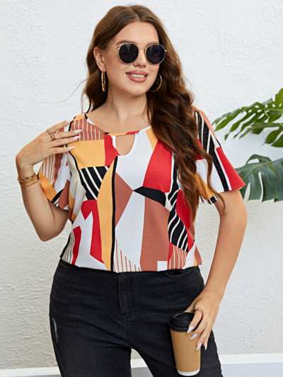 Vara decolteu rotund patchwork culoare top respirabil top top plus size tricouri roupas femininas