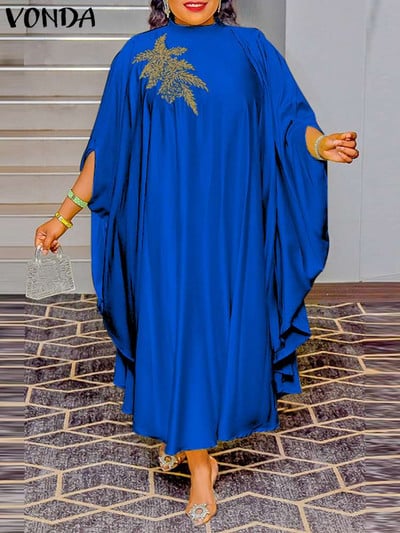 VONDA ženska ljetna maksi haljina velike veličine 2023. boemska vintage otisnuta šišmiš rukava patchwork duga haljina ležerni široki ogrtač