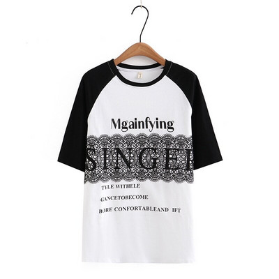 Γυναικεία χαριτωμένα καλοκαιρινά μπλουζάκια με στάμπα σε μεγάλο μέγεθος Γυναικεία μπλουζάκια vintage μόδας