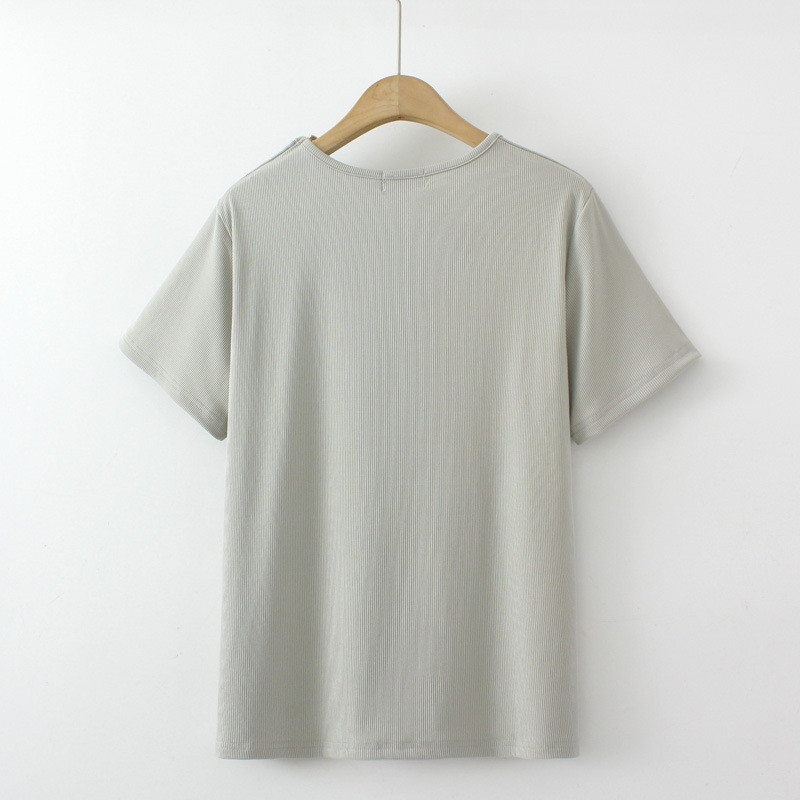 Liela izmēra T-krekls Sieviešu apģērbi Metāla ķēde dobi vienkrāsaini T-krekli ar īsām piedurknēm izliekti topi 2023. gada vasara