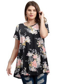 4XL 5XL Liela izmēra blūze Sieviešu pavasara vasaras ziedu apdruka ar īsām piedurknēm ikdienišķa topi Tees Brīvi lielizmēra sieviešu tunikas topi