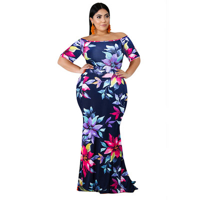 Καλοκαιρινά φορέματα 2022 Plus Size κοντά μανίκια Floral γυναικεία ρόμπα Soirée Femme Chic Χονδρική Dropshipping