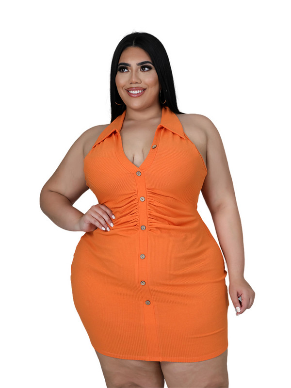 2022. gada vasaras ballīte Sieviešu lielizmēra ikdienišķa retro stila gurnu svārki Seksīgi V veida kakla izgriezuma, mini, masīva kleita, vairumtirdzniecība, piegāde