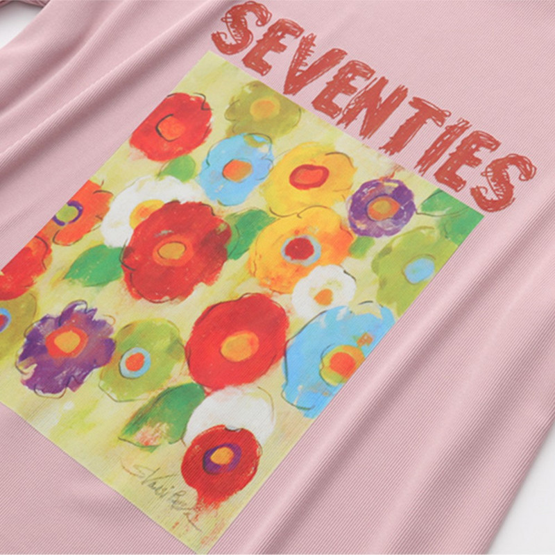 Liela izmēra T-krekls Sieviešu apģērbi Brīvi Puloveri Ziedi Tīpas Īsās Piedurknes Izliektas Topi 2023. gada vasara