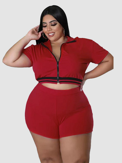 Treniņtērpa sieviešu vasaras pieskaņojuma komplekts ar rāvējslēdzēju un šortu komplekts 2 daļīgs sieviešu apģērba komplekts liela izmēra vairumtirdzniecība dropshipping