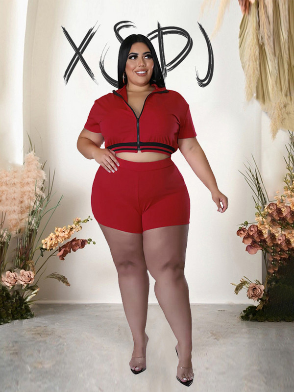 Treniņtērpa sieviešu vasaras pieskaņojuma komplekts ar rāvējslēdzēju un šortu komplekts 2 daļīgs sieviešu apģērba komplekts liela izmēra vairumtirdzniecība dropshipping