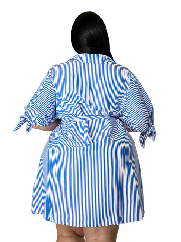 Temperamentum ingázó nagy méretű ruha 2022 őszi új divat, csíkos, fűzős ing Női ruházati nagykereskedelmi dropshipping