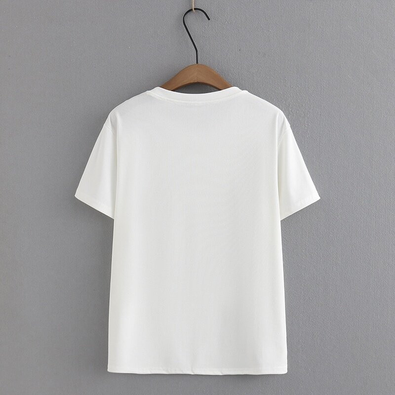 Liela izmēra XL-4XL Sieviešu balti vasaras T-krekli ar īsām piedurknēm Lielizmēra mīļi apdrukāti sieviešu krekli Lielizmēra A līnijas augšdaļa