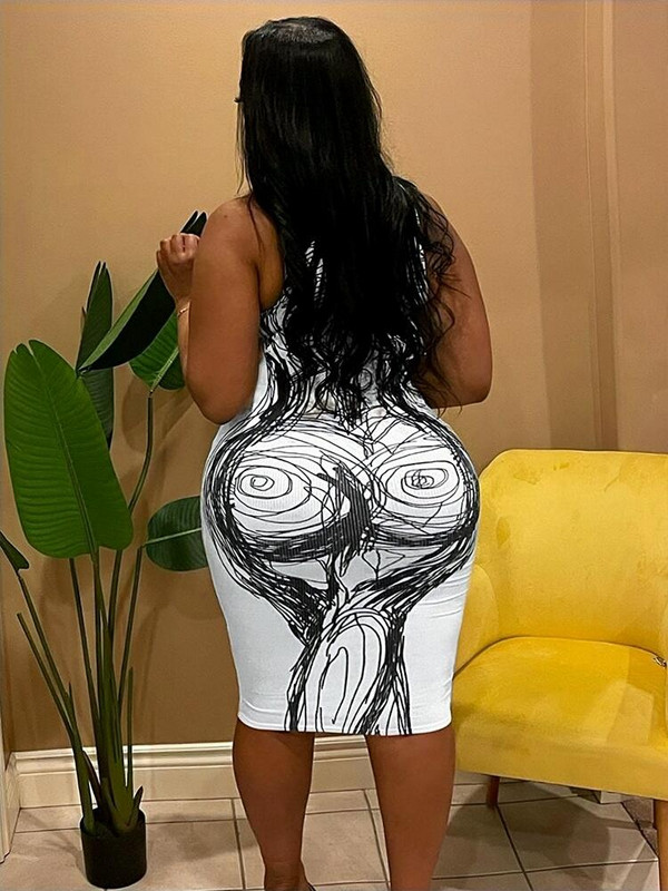 Γυναικείο Καλοκαιρινό Φόρεμα Streetwear Σέξι Φορέματα σε μεγάλο μέγεθος O λαιμό Αμάνικο λευκό φόρεμα Bodycon Χονδρική χονδρική Dropshipping