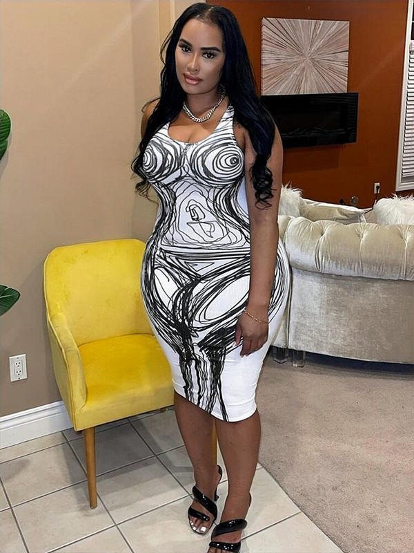 Γυναικείο Καλοκαιρινό Φόρεμα Streetwear Σέξι Φορέματα σε μεγάλο μέγεθος O λαιμό Αμάνικο λευκό φόρεμα Bodycon Χονδρική χονδρική Dropshipping