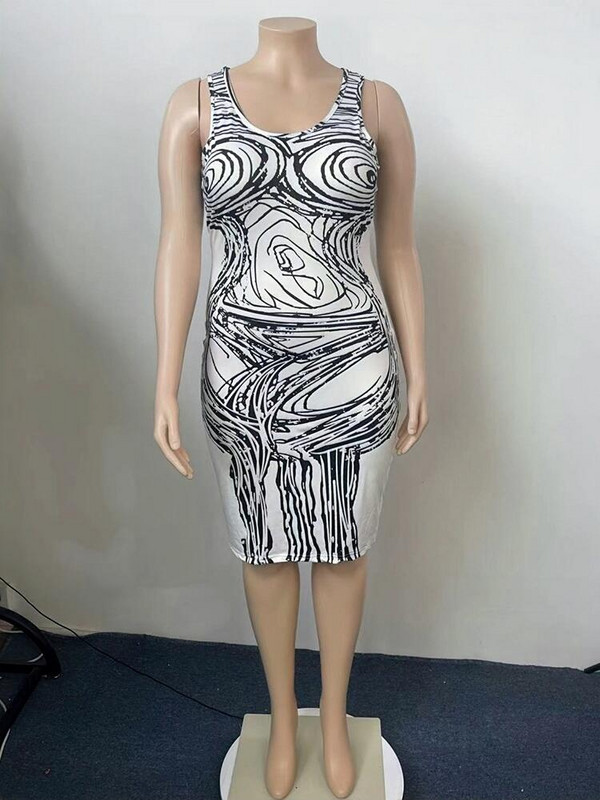 Γυναικείο Καλοκαιρινό Φόρεμα Streetwear Σέξι Φορέματα σε μεγάλο μέγεθος O λαιμό Αμάνικο λευκό φόρεμα Bodycon Χονδρική χονδρική Dropshipping